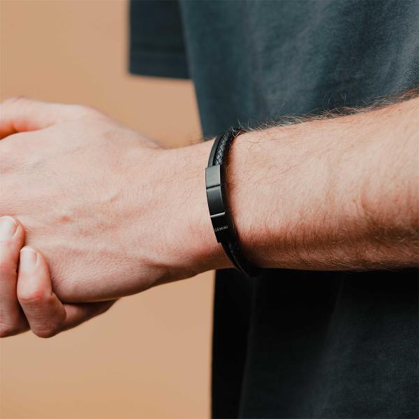 Dreifaches Armband mit schwarzem italienischem Nappaleder - Arte Black